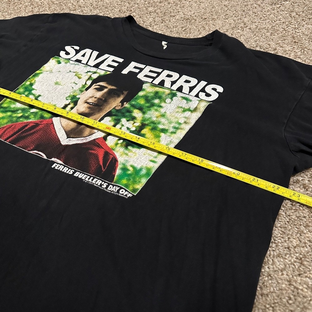 Ferris Buellers Day Off Mens XL Black Save Ferris Preowned Graphic Tee Cracking - Picture 4 of 5